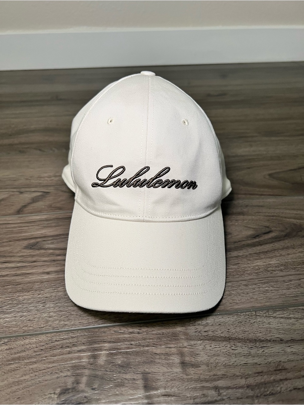 Lululemon Cream Adjustable Baseball Hat Unisex L/XL Script Logo Cap NWOT